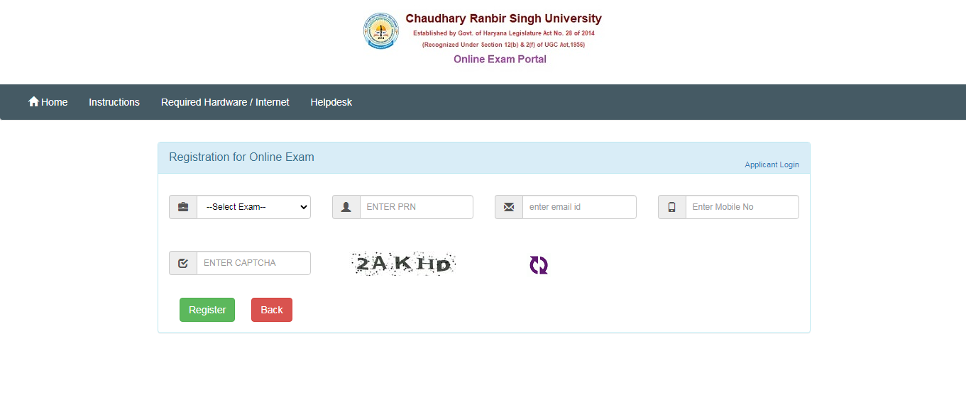 CRSU Online Exam Registration