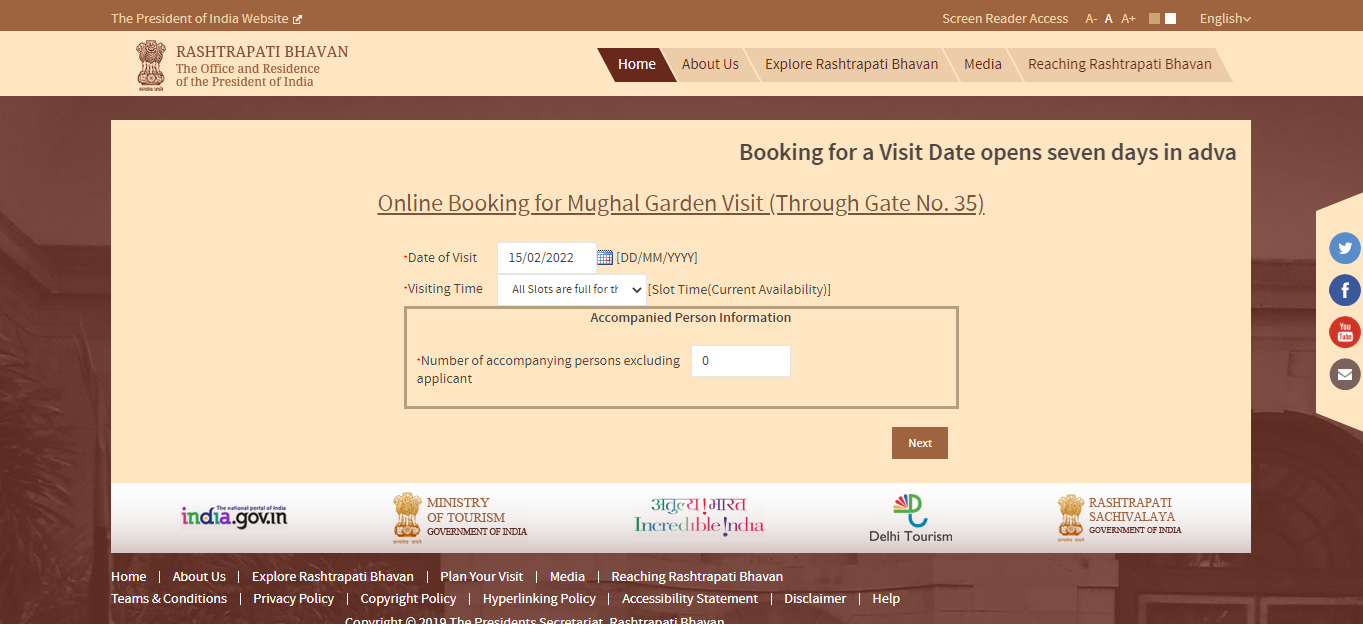 Mughal Garden Online Registration