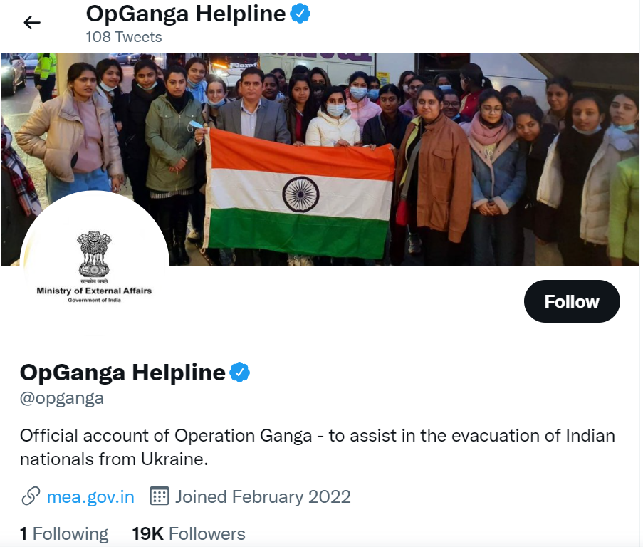 Operation Ganga Twitter Helpline