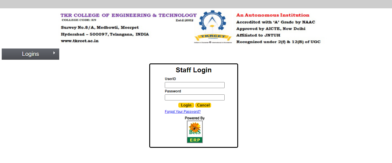 tkrcet.ac.in Results Student Portal