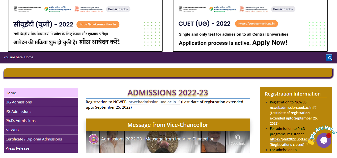 admission.uod.ac.in 2022