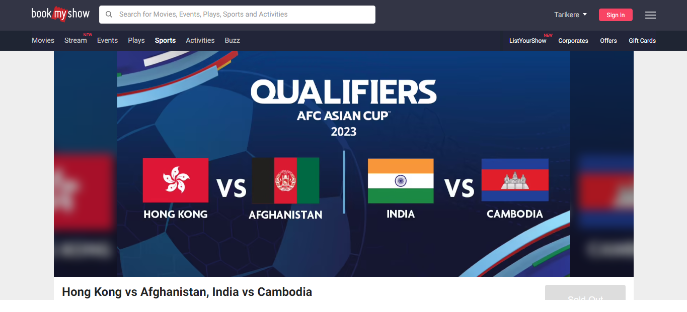 India vs Cambodia Football Match Tickets